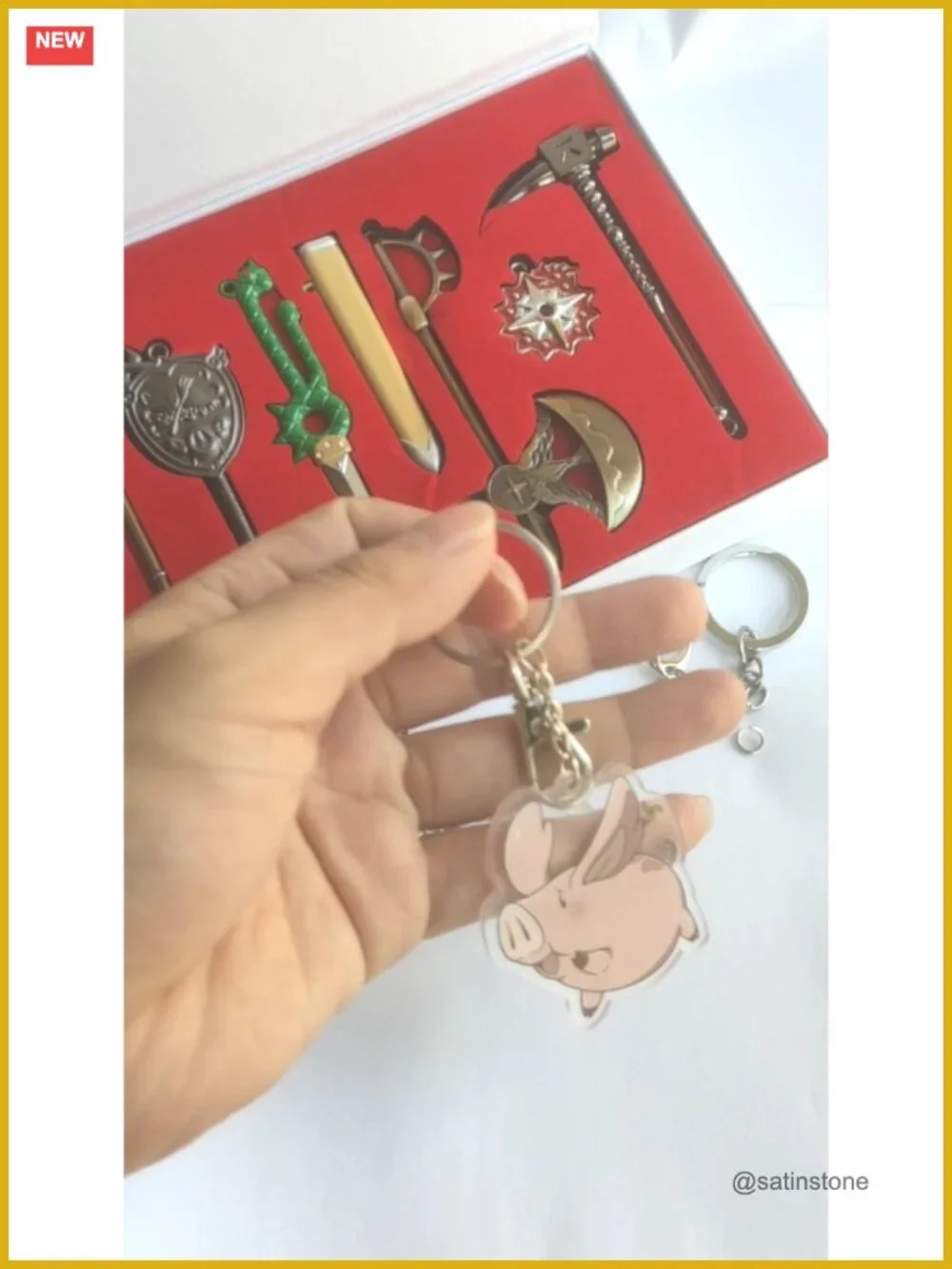 7-in-1 Mini Weapons Model Keychain Set with Gift Box